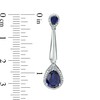 Thumbnail Image 2 of Pear-Shaped Lab-Created Blue Sapphire and Diamond Accent Frame Drop Earrings in Sterling Silver