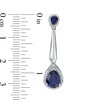 Thumbnail Image 1 of Pear-Shaped Lab-Created Blue Sapphire and Diamond Accent Frame Drop Earrings in Sterling Silver