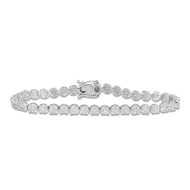 1 CT. T.W. Multi-Diamond Diamond Tennis Bracelet in 10K White Gold