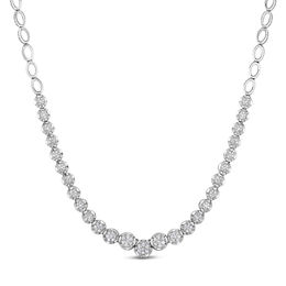 1 CT. T.W. Diamond Oval Link Necklace in 10K White Gold - 16"