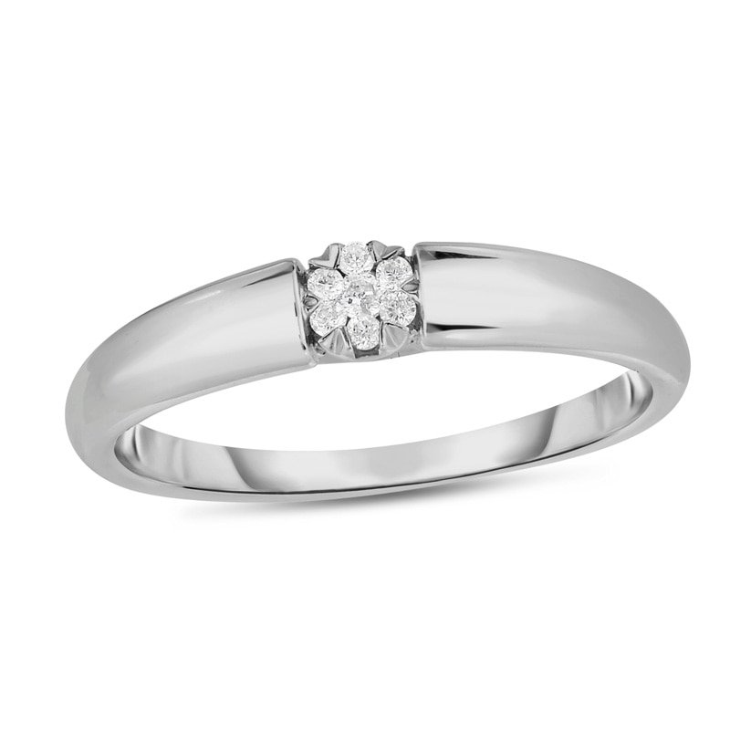 Main Image 1 of 1/20 CT. T.W. Diamond Composite  Split Shank Promise Ring in 10K White Gold
