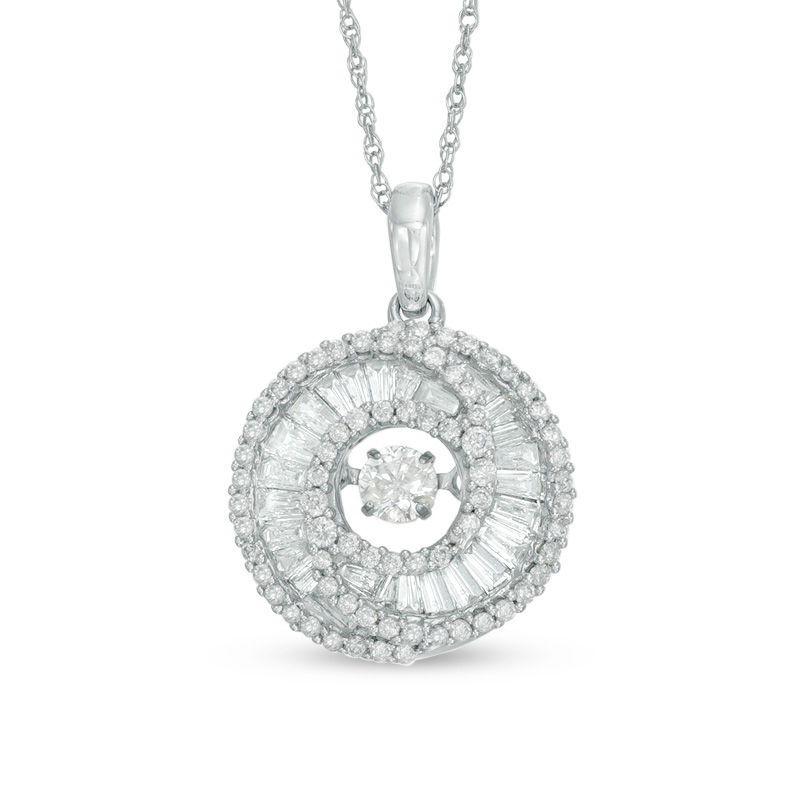Main Image 1 of 5/8 CT. T.W. Diamond Swirl Pendant in 14K White Gold