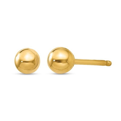 14 KT Yellow Gold Overlay Ball Stud Earrings Lifetime Warranty Size 3 MM 10 MM