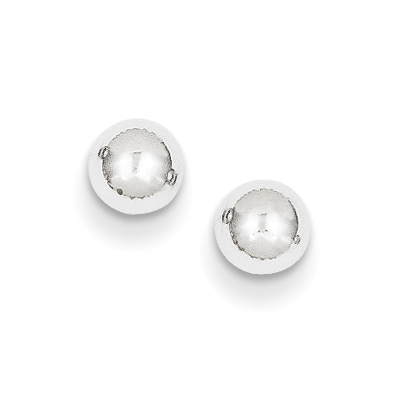 5.0mm Ball Stud Earrings in 14K White Gold