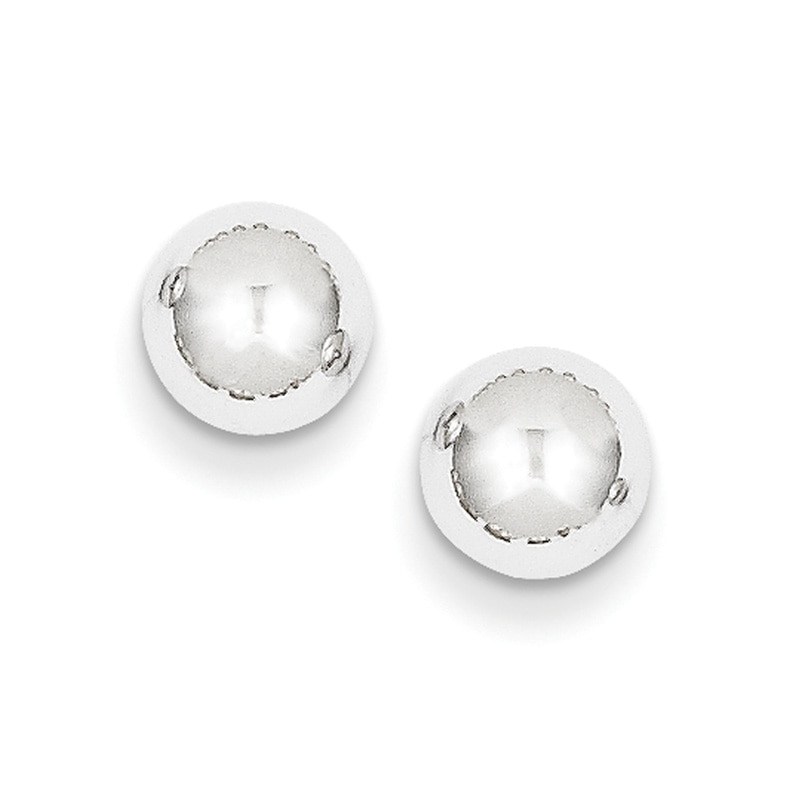 Main Image 1 of 7.0mm Ball Stud Earrings in 14K White Gold