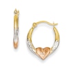 Thumbnail Image 0 of Diamond-Cut Heart Hoop Earrings in 14K Tri-Tone Gold