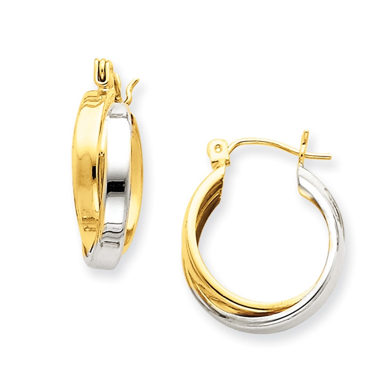 Main Image 1 of Overlapping Hoop Earrings in 14K Two-Tone Gold