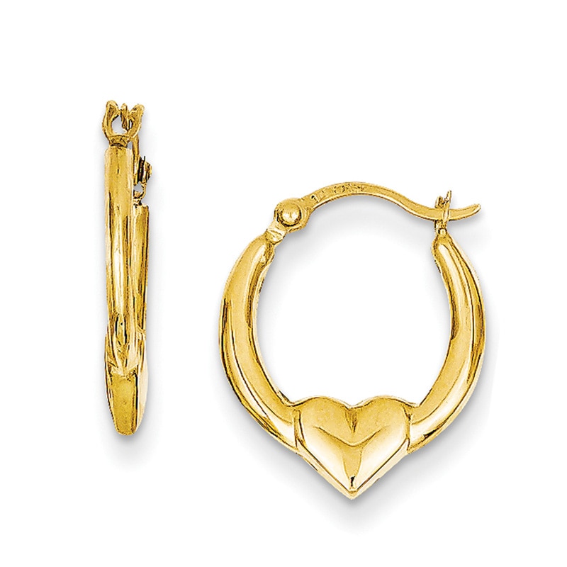 Heart Hoop Earrings in 14K Gold