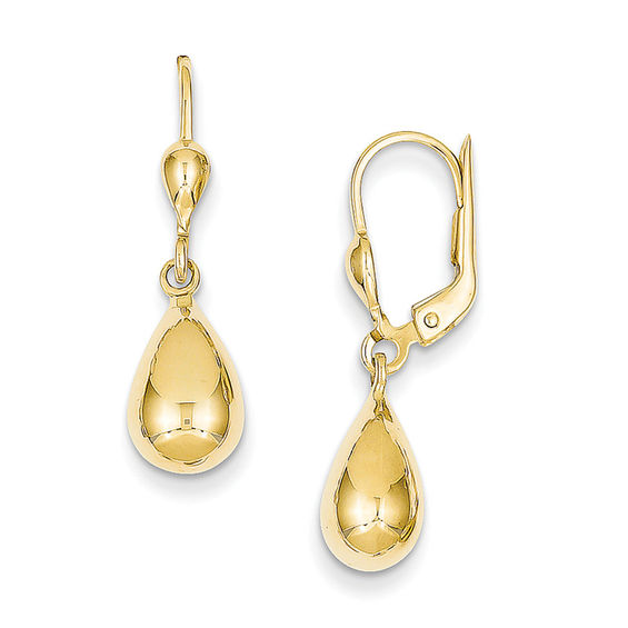 14k Yellow Gold Honeycomb Texture Large Teardrop Drop Earrings | Lyla  Jewelers