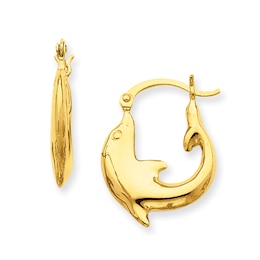 Dolphin Hoop Earrings in 14K Gold