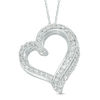 Thumbnail Image 1 of 1 CT. T.W. Diamond Double Edge Heart Pendant in 10K White Gold