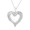 Thumbnail Image 1 of 2 CT. T.W. Diamond Crossover Heart Pendant in 10K White Gold
