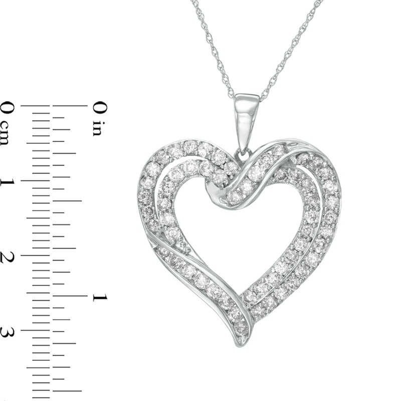 Main Image 2 of 2 CT. T.W. Diamond Crossover Heart Pendant in 10K White Gold