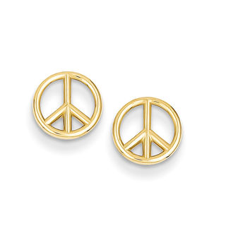 Peace Sign Stud Earrings in 14K Gold | Online Exclusives | Collections ...