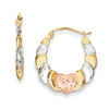 Thumbnail Image 0 of Ribbed Heart Hoop Earrings in 14K Tri-Tone Gold