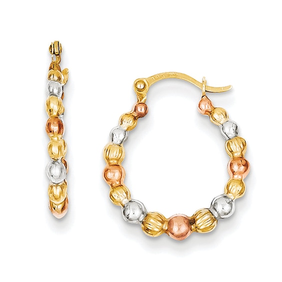 18.0mm Bubble Hoop Earrings in 14K Tri-Tone Gold