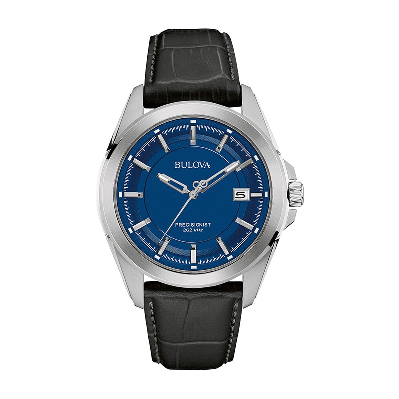 Men's Bulova Precisionist Strap Watch with Blue Dial (Model: 96B257)