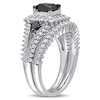 Thumbnail Image 2 of 2 CT. T.W. Princess-Cut Enhanced Black and White Diamond Milgrain Split Shank Bridal Set in 10K White Gold