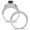 Thumbnail Image 3 of 2 CT. T.W. Princess-Cut Enhanced Black and White Diamond Milgrain Split Shank Bridal Set in 10K White Gold
