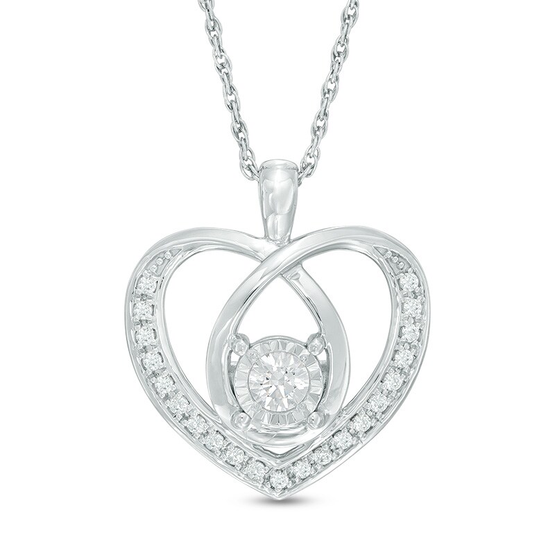 1/4 CT. T.W. Diamond Infinity in Heart Pendant in 10K White Gold