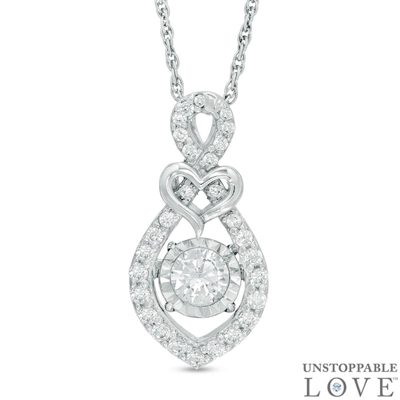 3/8 CT. T.w. Diamond Heart with Infinity Loop Pendant in 10K White Gold