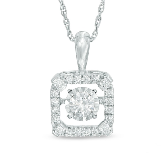 1/3 CT. T.w. Diamond Square Frame Pendant in 10K White Gold
