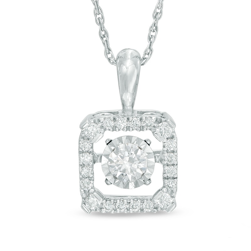 Main Image 1 of 1/3 CT. T.W. Diamond Square Frame Pendant in 10K White Gold