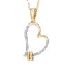 Thumbnail Image 1 of 1/10 CT. T.W. Diamond Tilted Heart Double Ring Pendant in 10K Gold