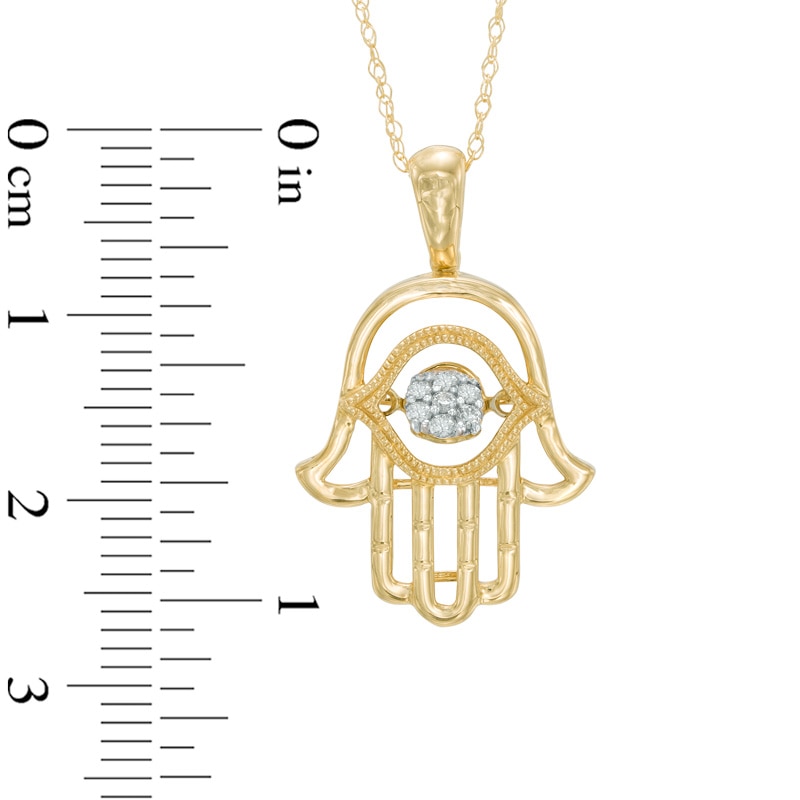 0.07 CT. T.W. Multi-Diamond Hamsa Pendant in 10K Gold