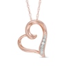 Thumbnail Image 0 of Diamond Accent Four Stone Tilted Heart Pendant in 10K Rose Gold