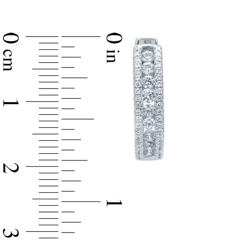 Main Image 2 of 1 CT. T.W. Diamond Hoop Earrings in 10K White Gold