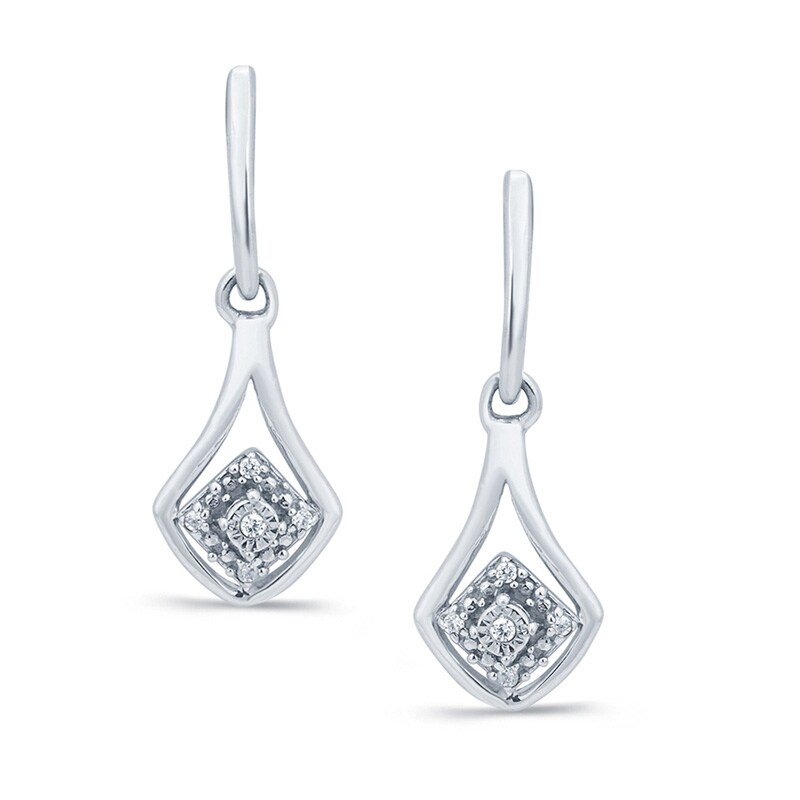 Diamond Accent Squared Teardrop Earrings in 10K White Gold