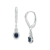 Thumbnail Image 0 of Vera Wang Love Collection Oval Blue Sapphire and 1/4 CT. T.W. Diamond Frame Drop Earrings in 14K White Gold
