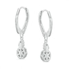 Thumbnail Image 2 of Vera Wang Love Collection Oval Blue Sapphire and 1/4 CT. T.W. Diamond Frame Drop Earrings in 14K White Gold