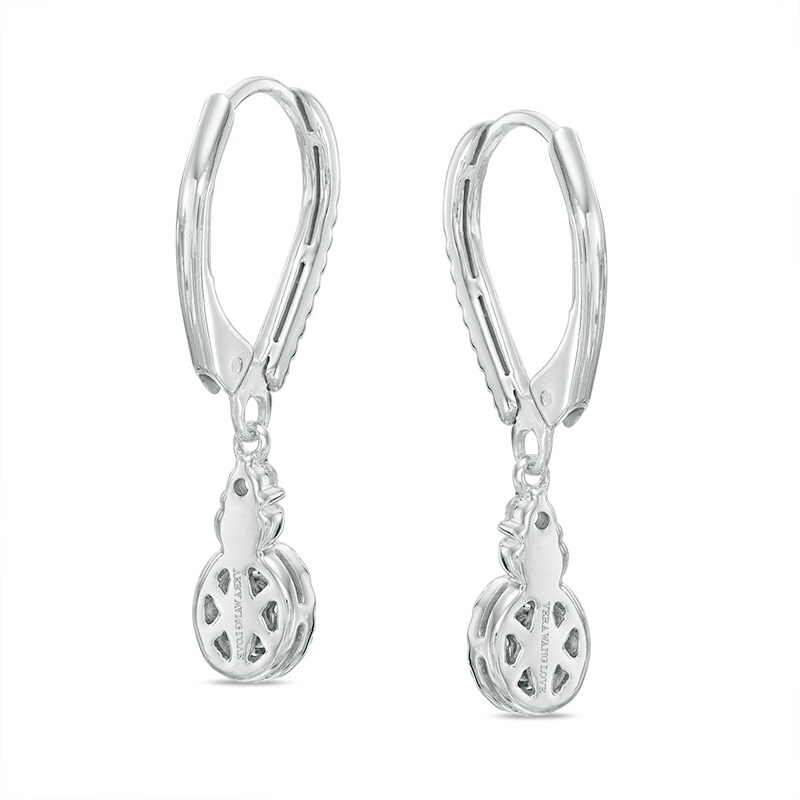 Main Image 2 of Vera Wang Love Collection Oval Blue Sapphire and 1/4 CT. T.W. Diamond Frame Drop Earrings in 14K White Gold