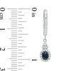 Thumbnail Image 2 of Vera Wang Love Collection Oval Blue Sapphire and 1/4 CT. T.W. Diamond Frame Drop Earrings in 14K White Gold