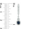 Thumbnail Image 3 of Vera Wang Love Collection Oval Blue Sapphire and 1/4 CT. T.W. Diamond Frame Drop Earrings in 14K White Gold