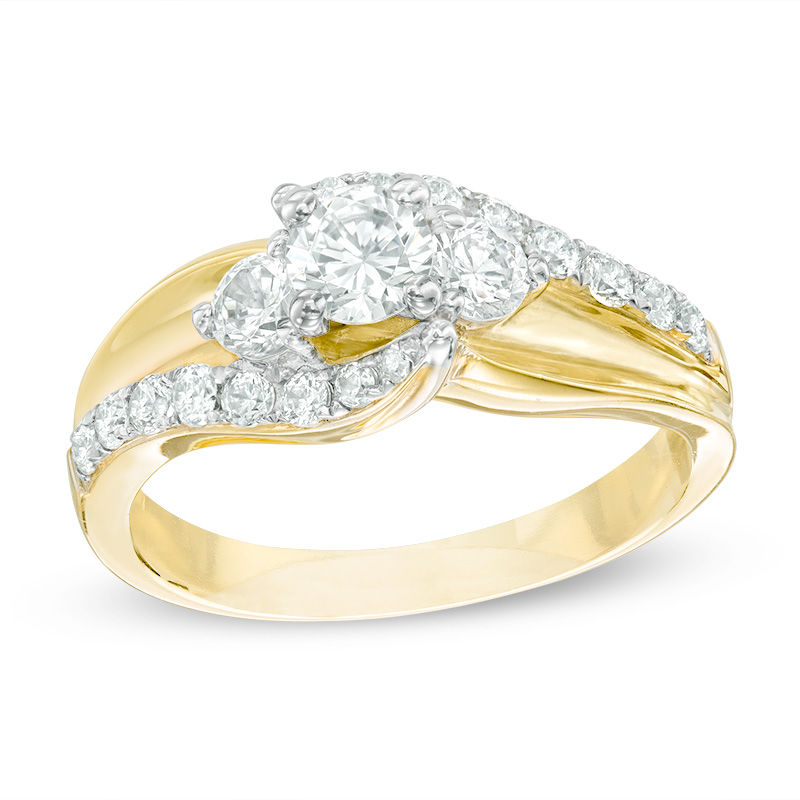 Main Image 1 of 1 CT. T.W. Diamond Bypass Past Present Future® Engagement Ring in 14K Gold