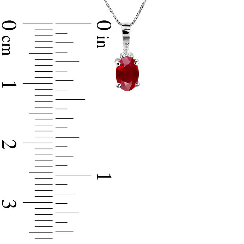 Oval Ruby and Diamond Accent Pendant in 14K White Gold