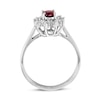Thumbnail Image 1 of Oval Ruby and 1/6 CT. T.W. Diamond Sunburst Frame Ring in 14K White Gold