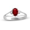 Thumbnail Image 0 of Oval Ruby and Diamond Accent Split Shank Ring in 14K White Gold