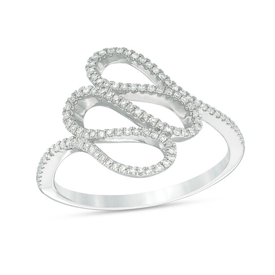 1/5 CT. T.w. Diamond Coil Loop Ring in 10K White Gold