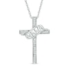 Thumbnail Image 1 of 1/15 CT. T.W. Diamond "NANA" Cross Pendant in Sterling Silver