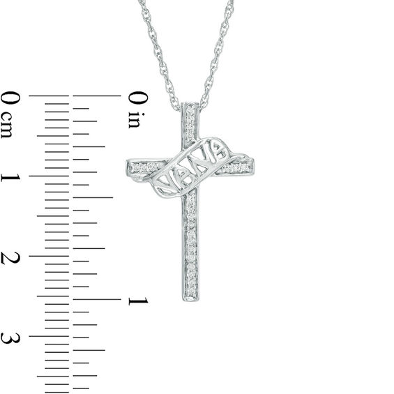 1/15 CT. T.w. Diamond "Nana" Cross Pendant in Sterling Silver