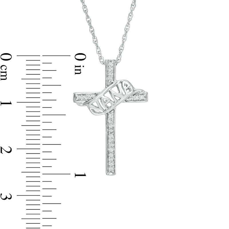Main Image 2 of 1/15 CT. T.W. Diamond "NANA" Cross Pendant in Sterling Silver