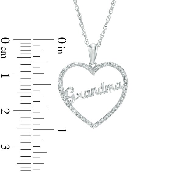 1/20 CT. T.w. Diamond "Grandma" Heart Pendant in 10K White Gold