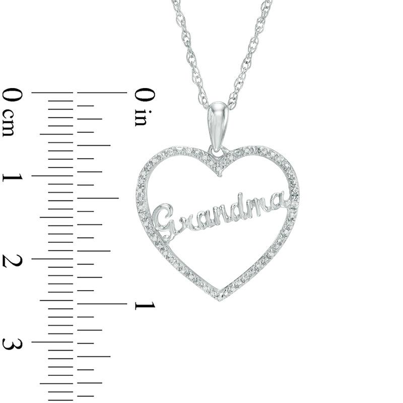 1/20 CT. T.W. Diamond "Grandma" Heart Pendant in 10K White Gold