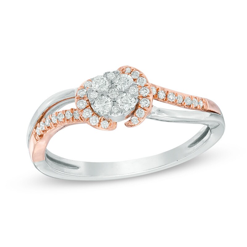 Main Image 1 of 1/4 CT. T.W. Multi-Diamond Collar Ring in 10K Two-Tone Gold