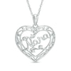 Thumbnail Image 1 of 1/20 CT. T.W. Diamond "Nana" Filigree Border Heart Pendant in Sterling Silver