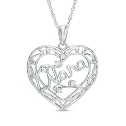 1/20 CT. T.W. Diamond "Nana" Filigree Border Heart Pendant in Sterling Silver